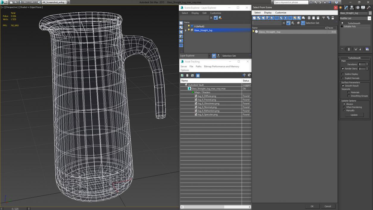 3D Glass Straight Jug model