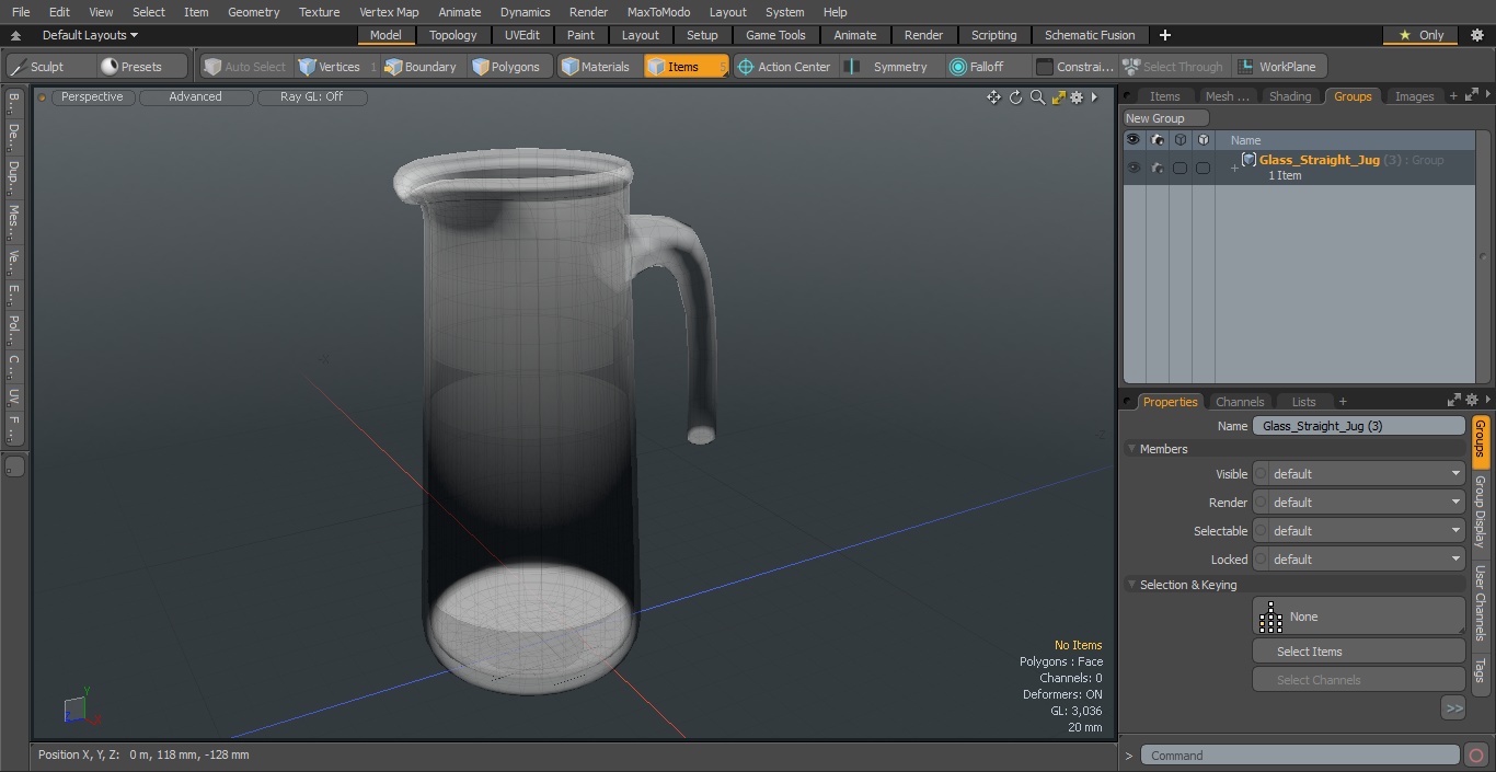 3D Glass Straight Jug model