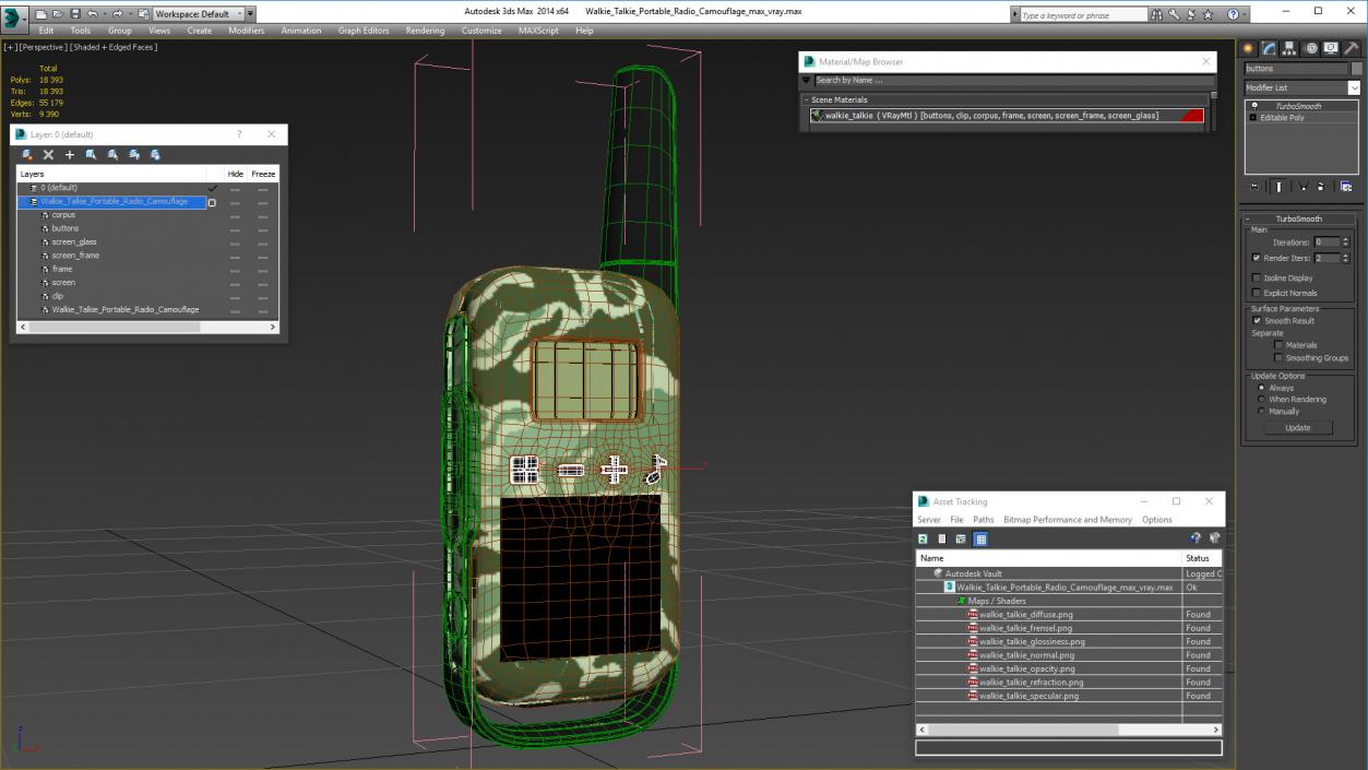 Walkie Talkie Portable Radio Camouflage 3D model