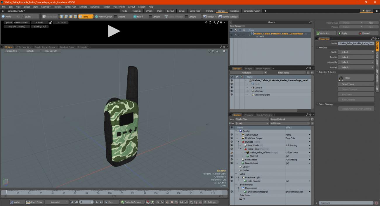 Walkie Talkie Portable Radio Camouflage 3D model