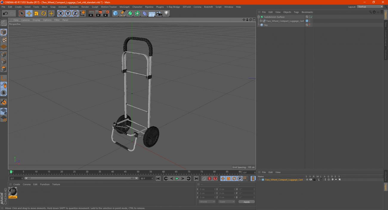 3D model Two Wheel Compact Luggage Cart