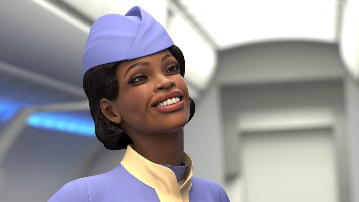 Light Skin Black Stewardess 3D