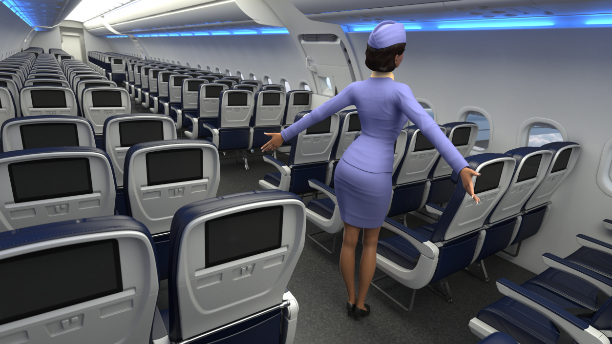 Light Skin Black Stewardess 3D