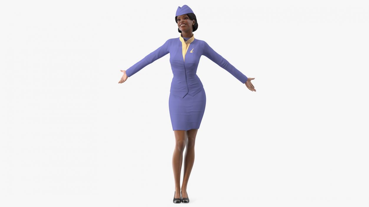 Light Skin Black Stewardess 3D