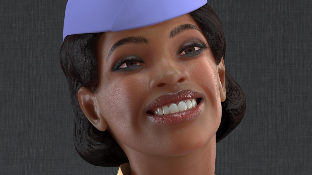 Light Skin Black Stewardess 3D