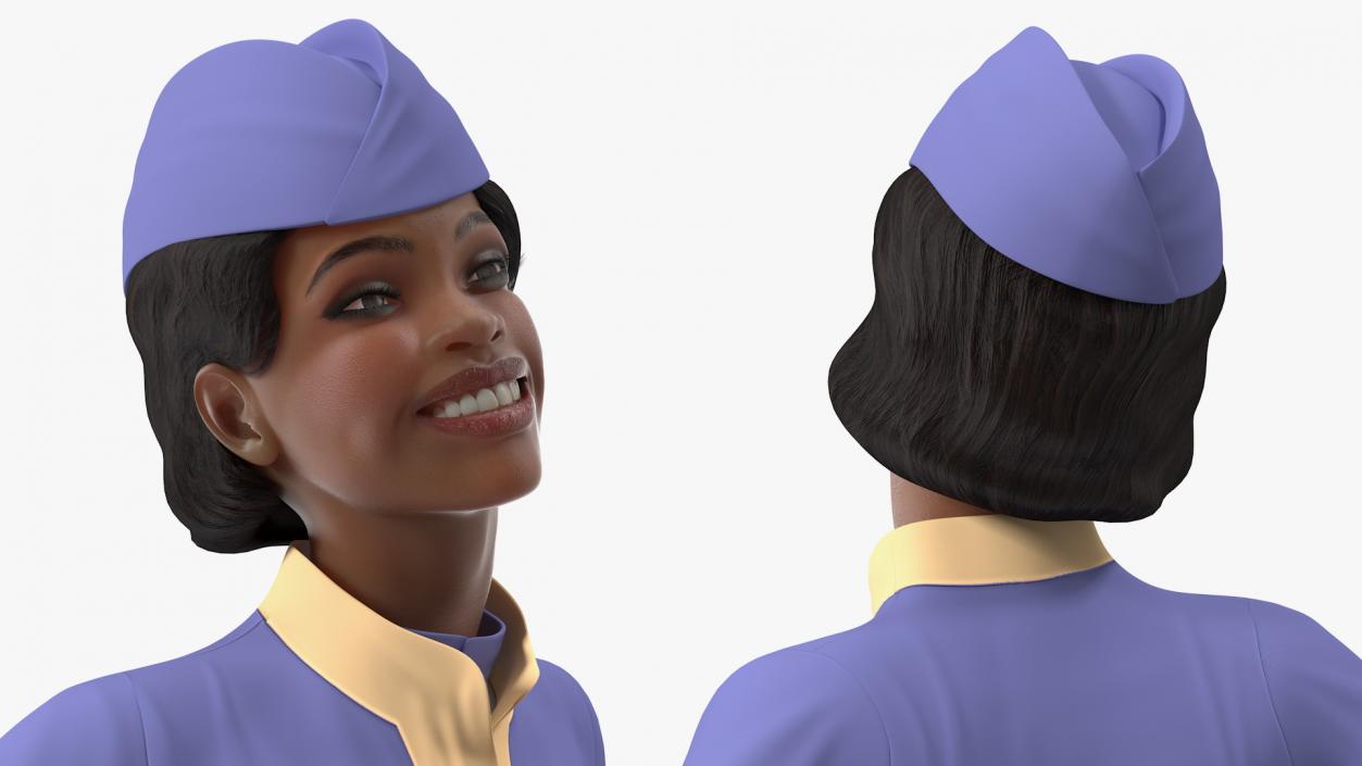 Light Skin Black Stewardess 3D