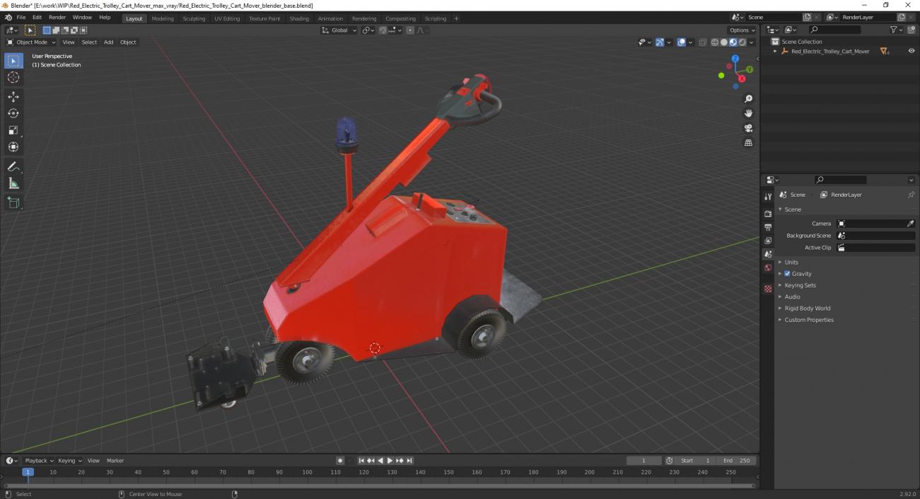 3D Red Electric Trolley Cart Mover