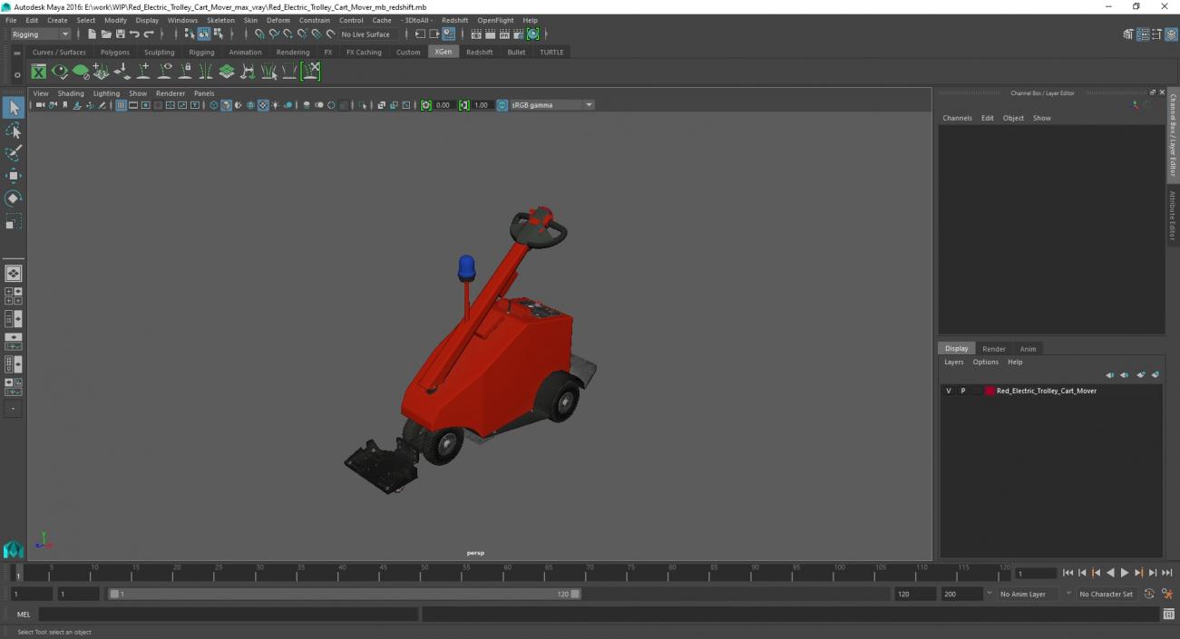 3D Red Electric Trolley Cart Mover