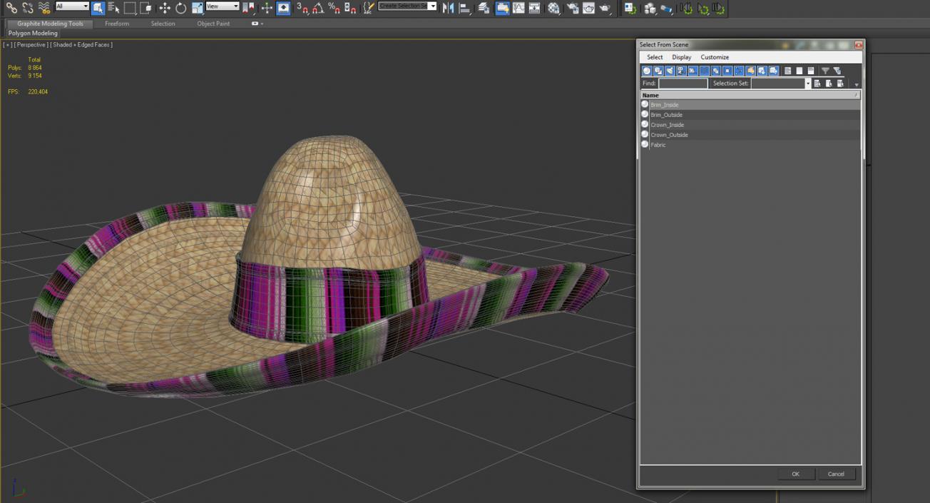 Mexican Straw Sombrero 3D