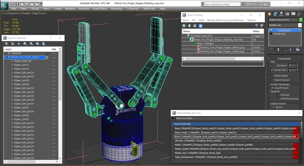 Robot Two Finger Gripper Robotic 3D