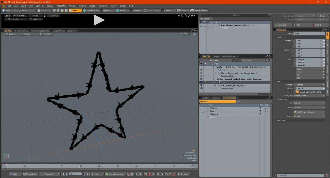 3D Star Shaped Barbed Wire model