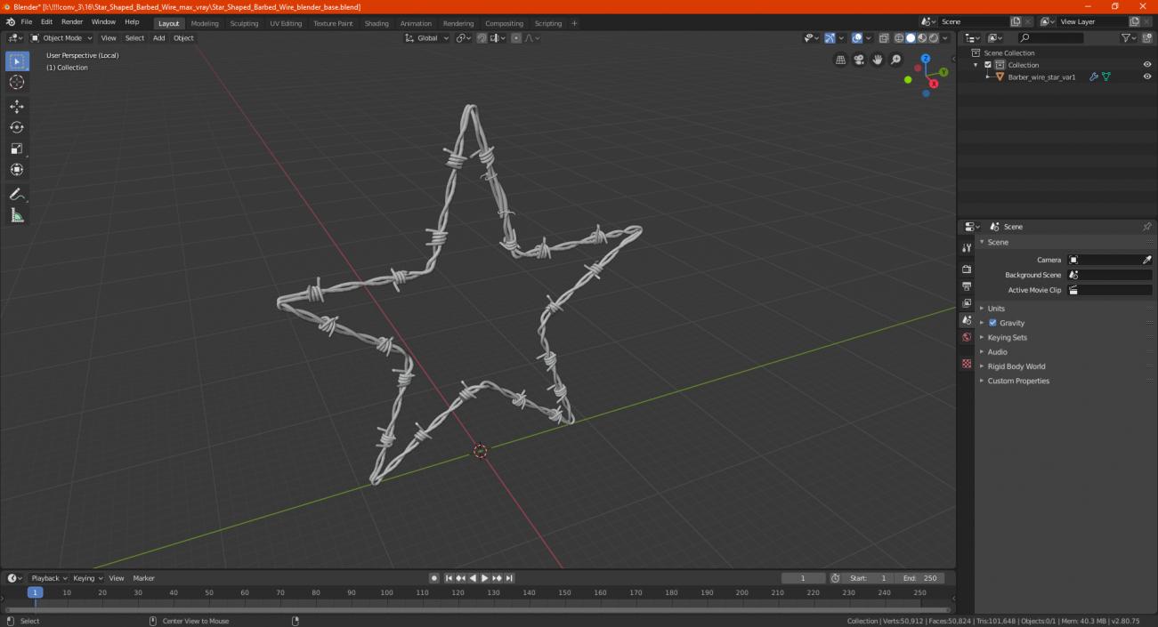 3D Star Shaped Barbed Wire model