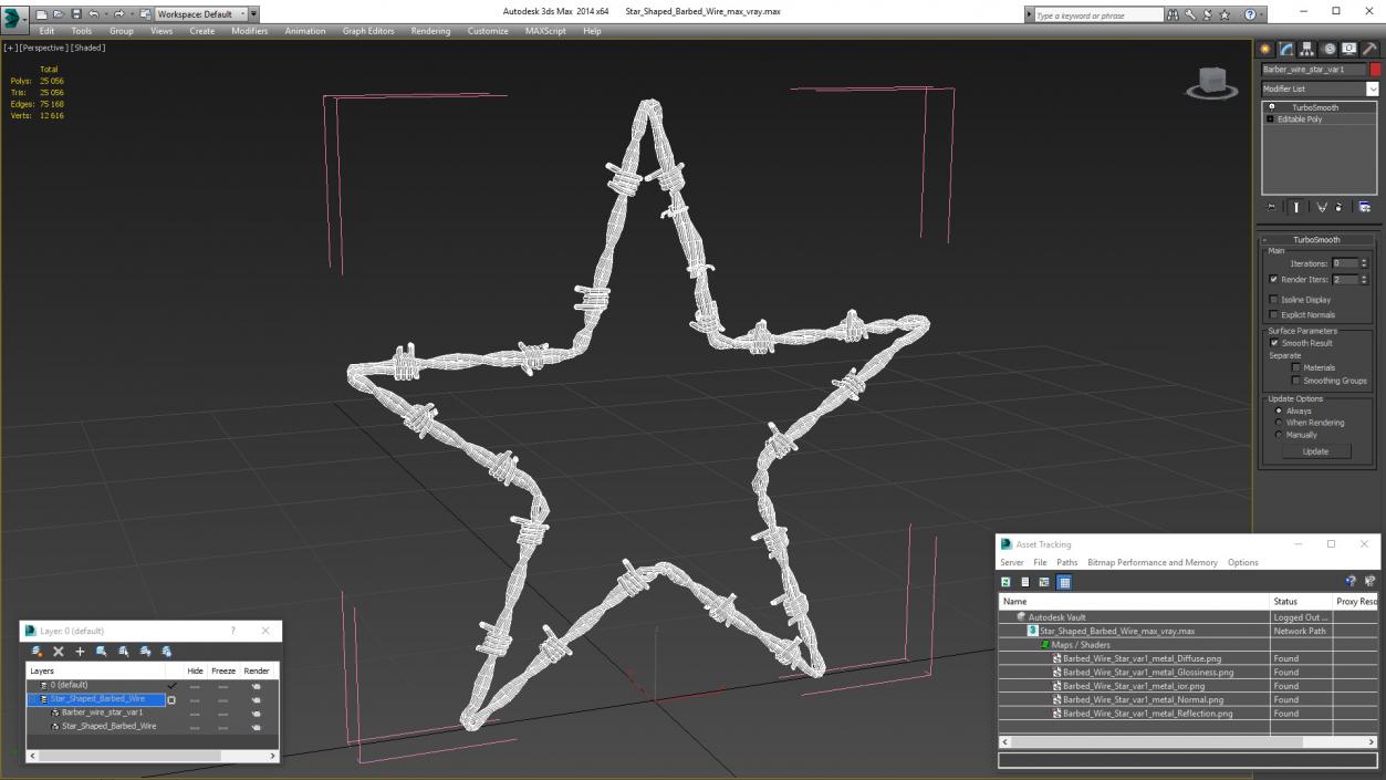 3D Star Shaped Barbed Wire model