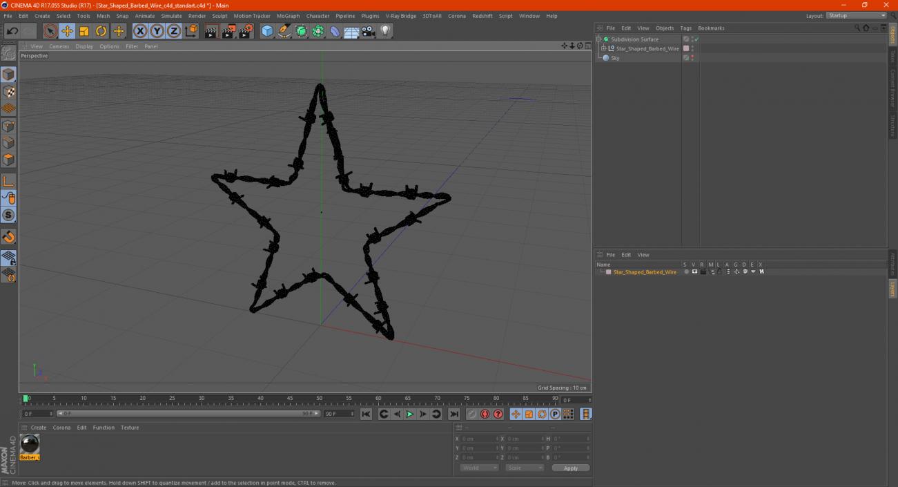 3D Star Shaped Barbed Wire model