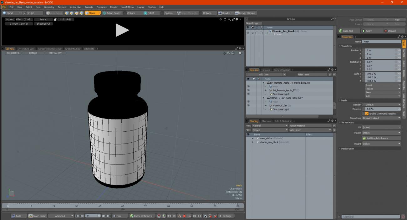 Vitamin Jar Blank 3D