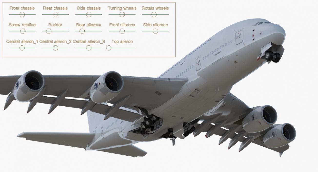 3D model Airbus A380 800 Generic Rigged