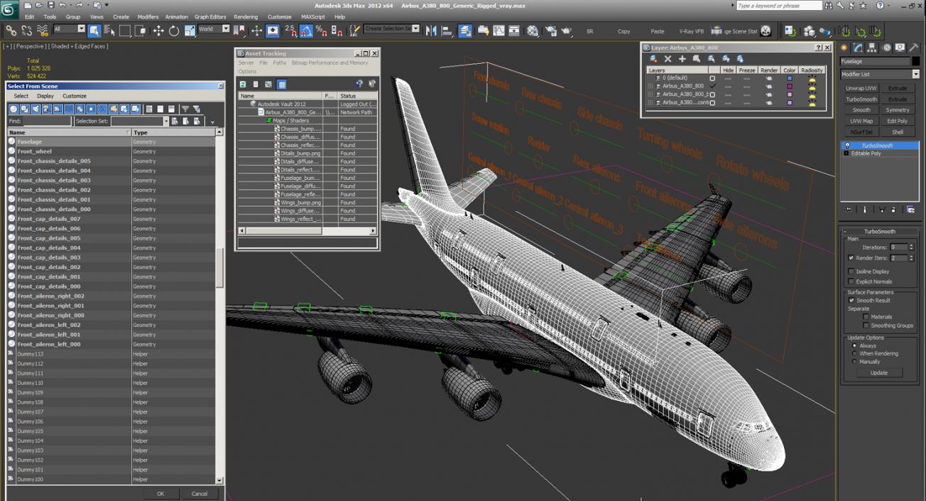 3D model Airbus A380 800 Generic Rigged