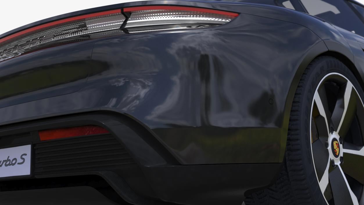 Porsche Taycan Turbo S Jet Black Rigged 3D model