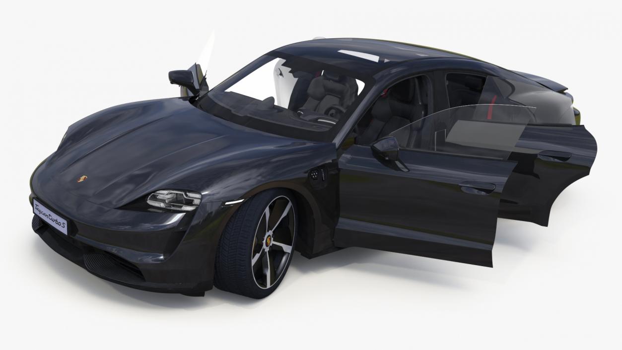 Porsche Taycan Turbo S Jet Black Rigged 3D model