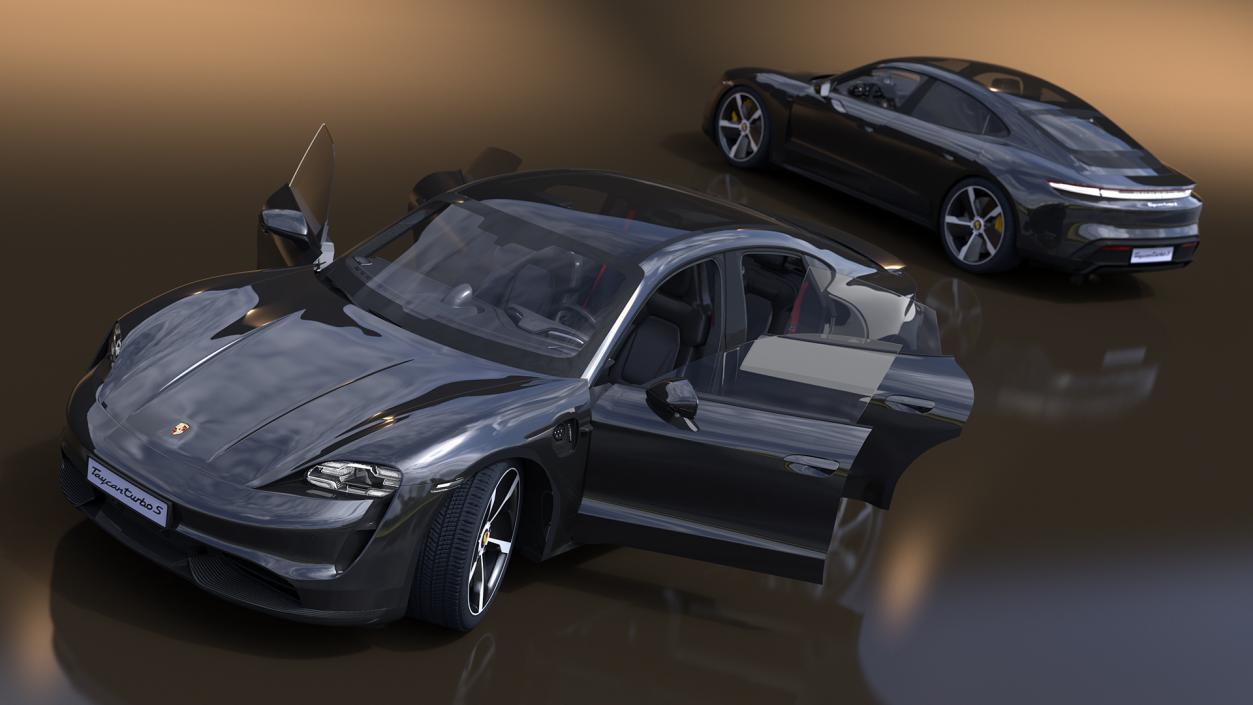 Porsche Taycan Turbo S Jet Black Rigged 3D model