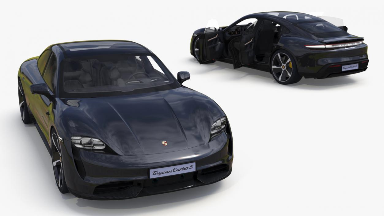 Porsche Taycan Turbo S Jet Black Rigged 3D model