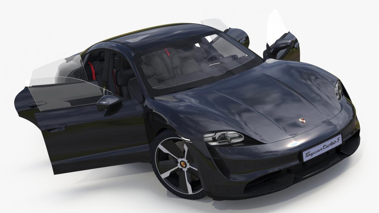 Porsche Taycan Turbo S Jet Black Rigged 3D model