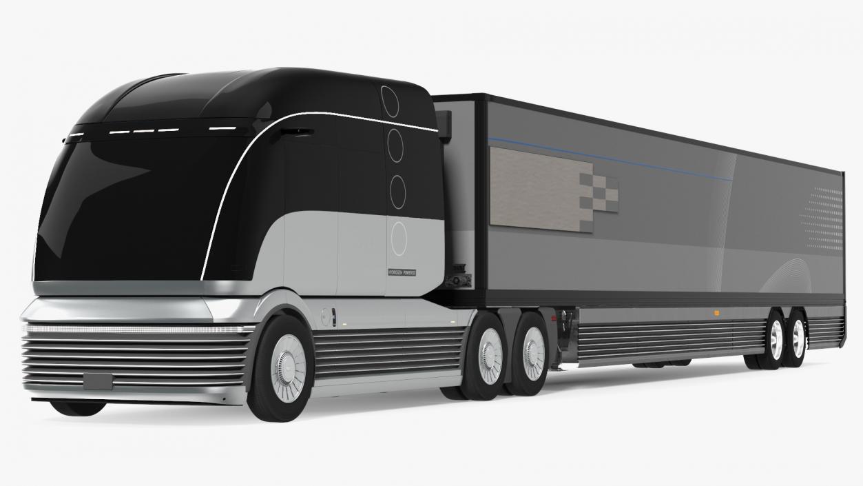 3D Futuristic Hydrogen Concept Semi Truck with Trailer