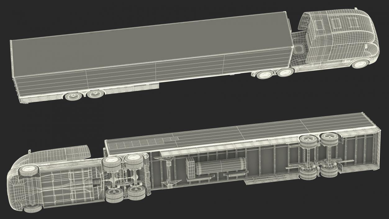 3D Futuristic Hydrogen Concept Semi Truck with Trailer