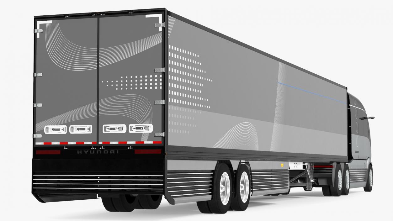 3D Futuristic Hydrogen Concept Semi Truck with Trailer