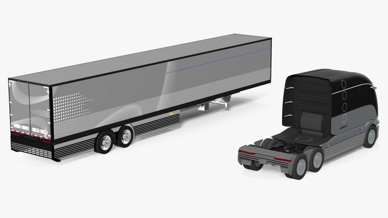 3D Futuristic Hydrogen Concept Semi Truck with Trailer