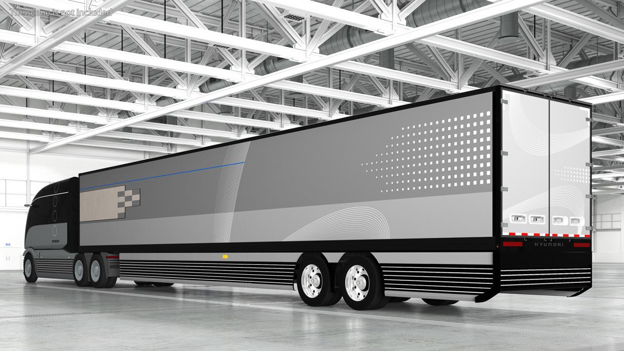 3D Futuristic Hydrogen Concept Semi Truck with Trailer