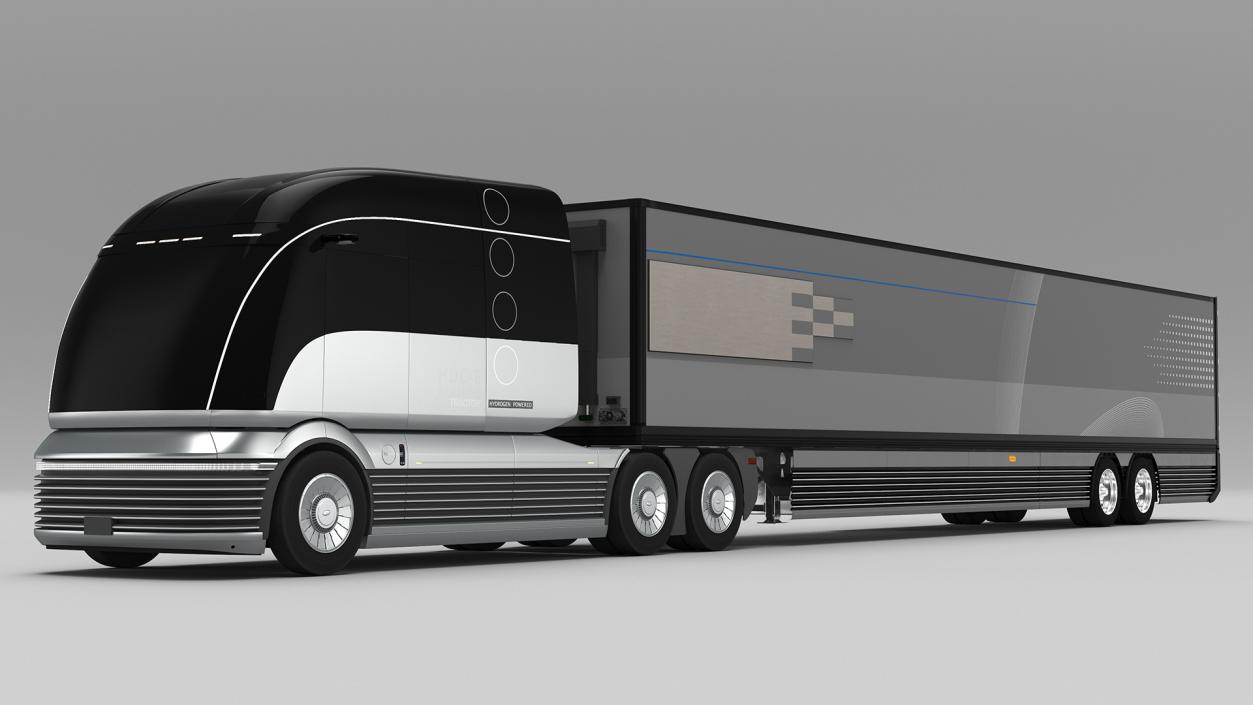 3D Futuristic Hydrogen Concept Semi Truck with Trailer