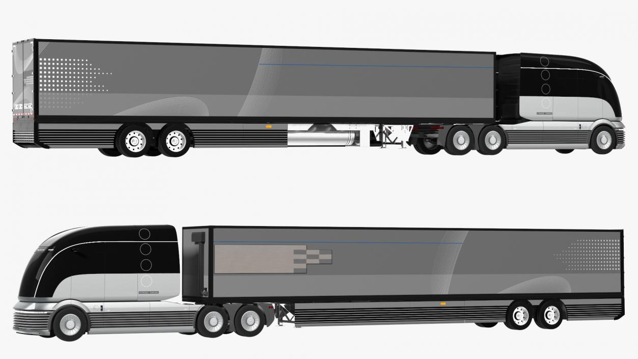 3D Futuristic Hydrogen Concept Semi Truck with Trailer