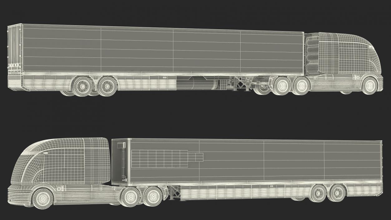 3D Futuristic Hydrogen Concept Semi Truck with Trailer