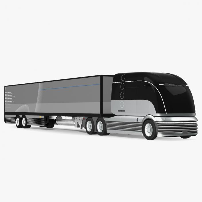 3D Futuristic Hydrogen Concept Semi Truck with Trailer