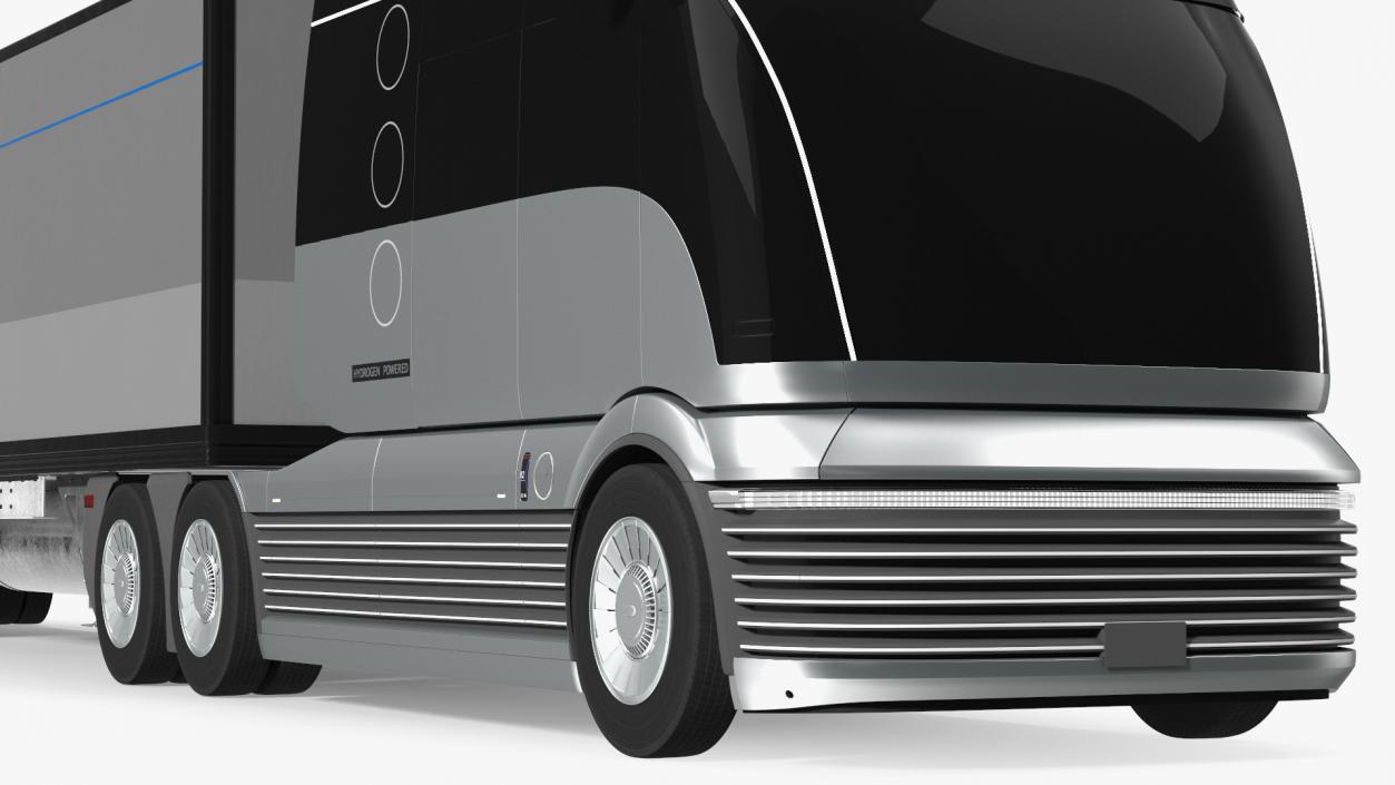 3D Futuristic Hydrogen Concept Semi Truck with Trailer