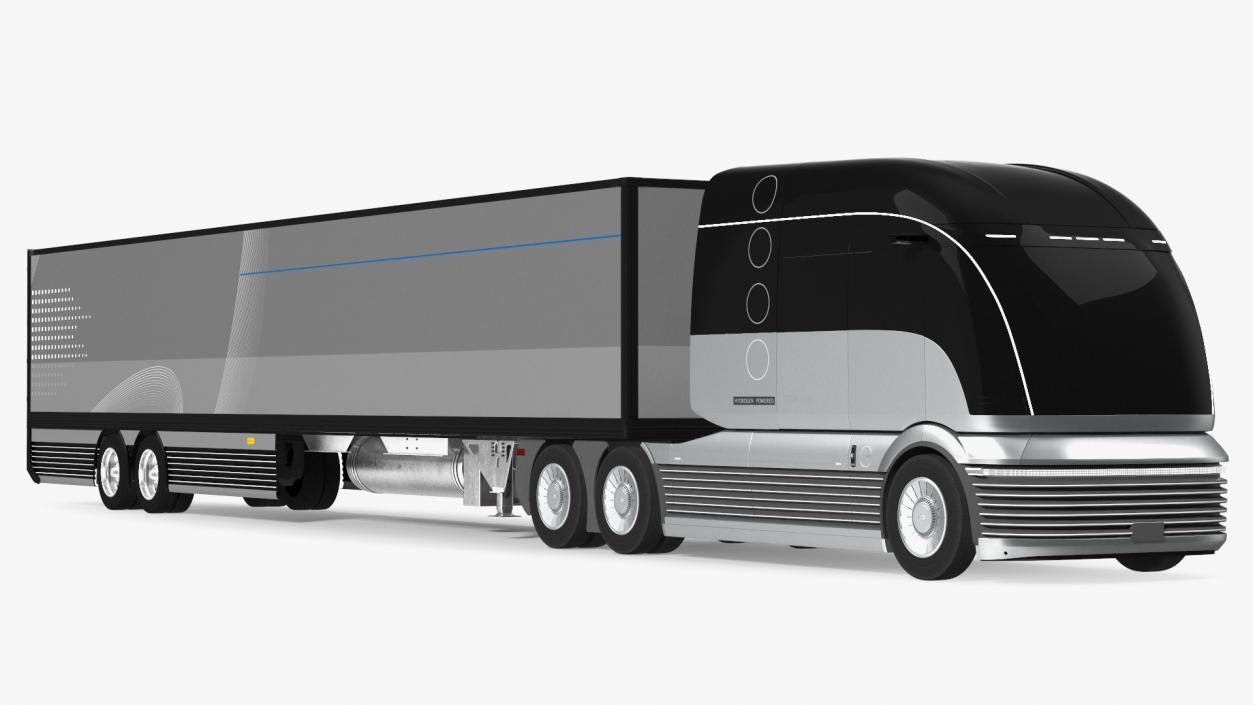 3D Futuristic Hydrogen Concept Semi Truck with Trailer