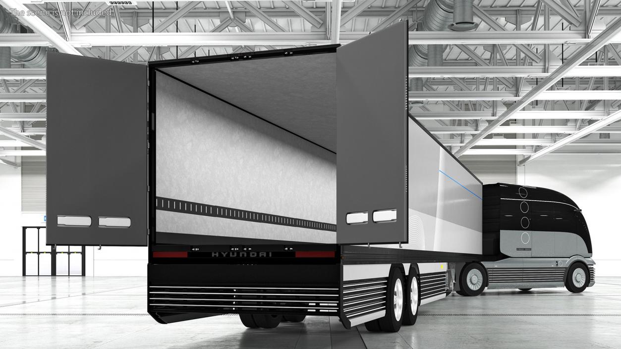 3D Futuristic Hydrogen Concept Semi Truck with Trailer