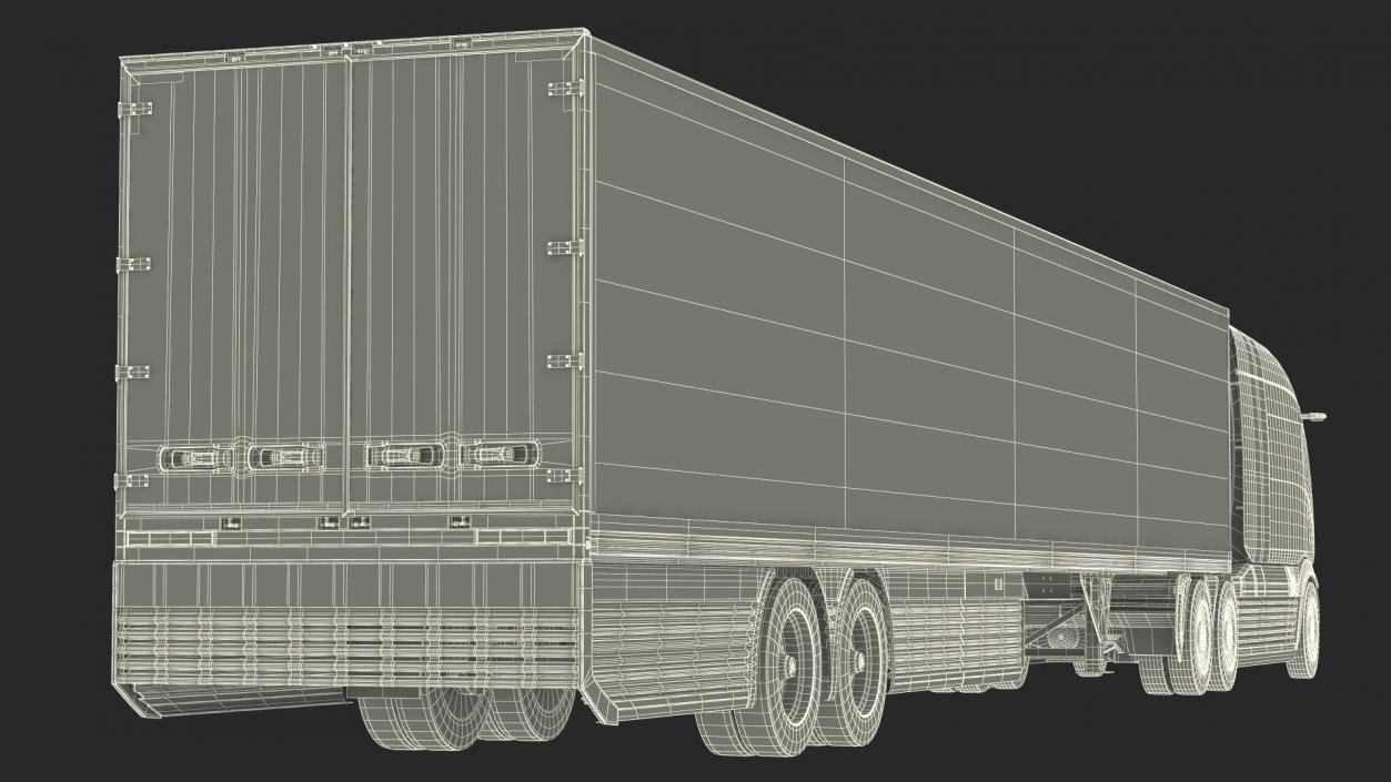 3D Futuristic Hydrogen Concept Semi Truck with Trailer