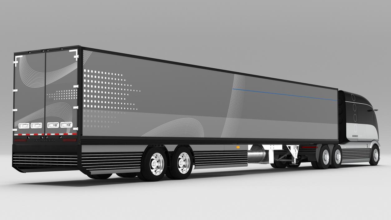 3D Futuristic Hydrogen Concept Semi Truck with Trailer