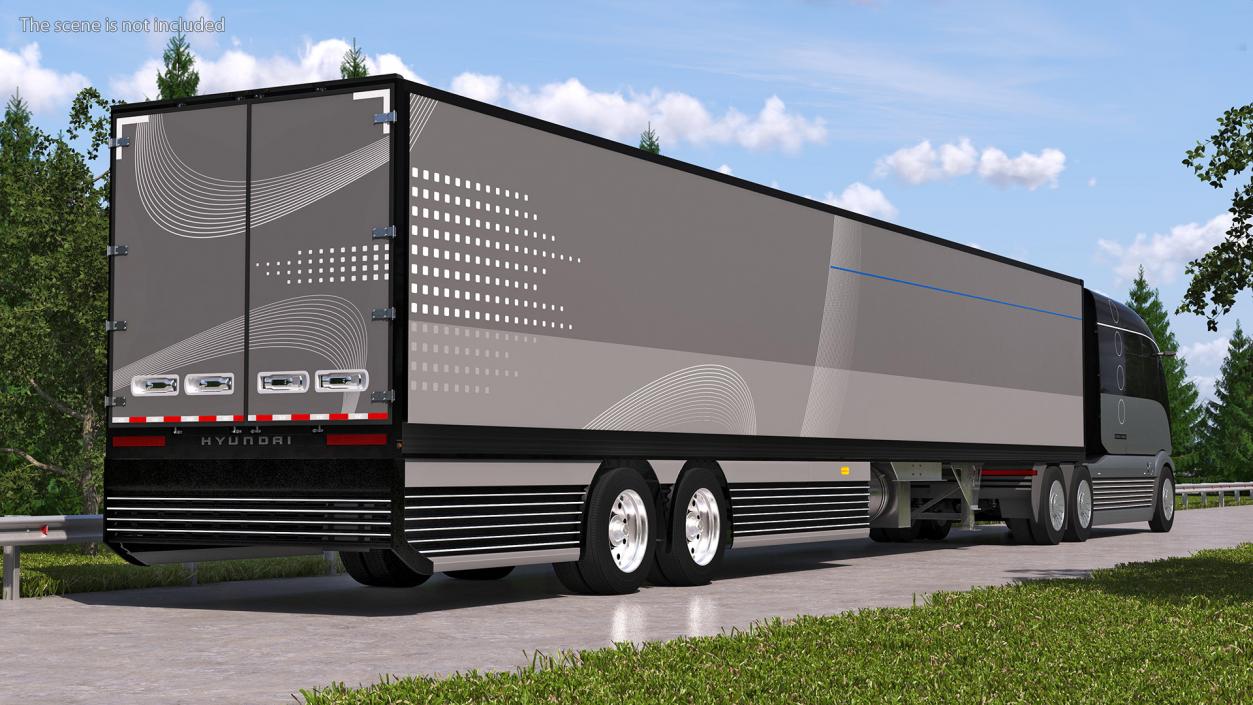 3D Futuristic Hydrogen Concept Semi Truck with Trailer