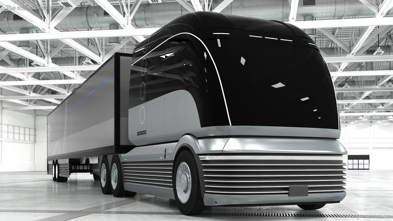 3D Futuristic Hydrogen Concept Semi Truck with Trailer