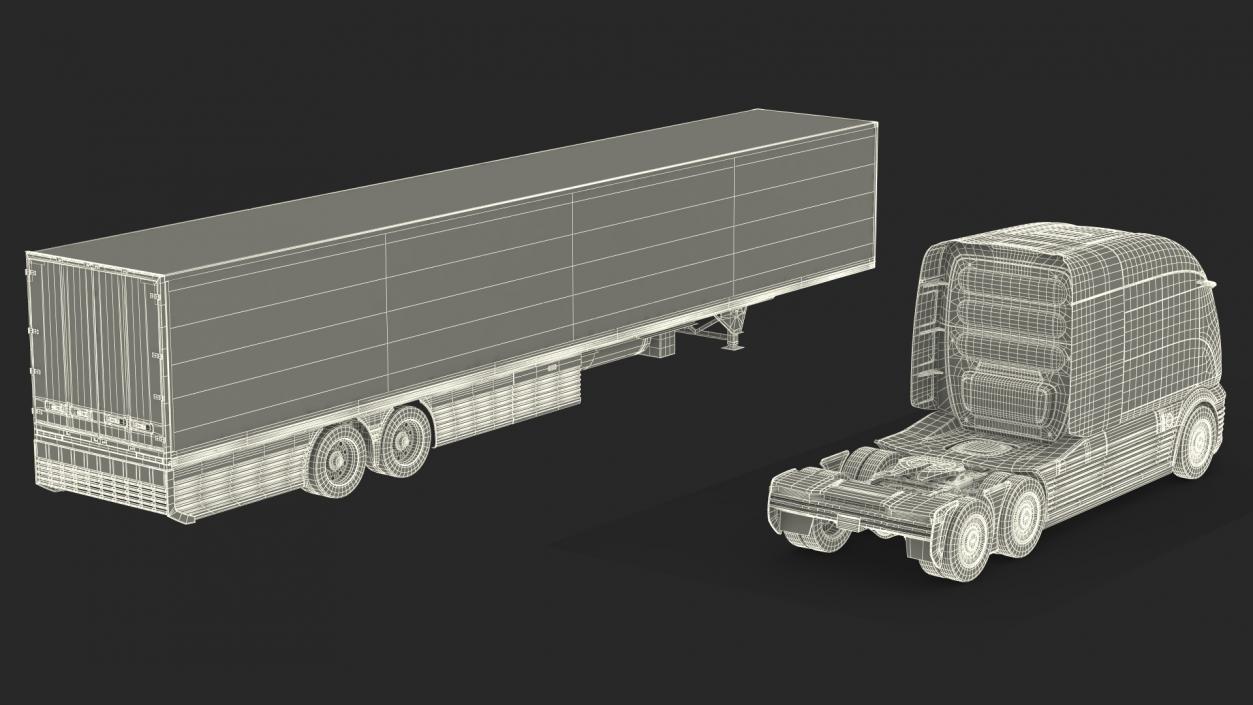 3D Futuristic Hydrogen Concept Semi Truck with Trailer