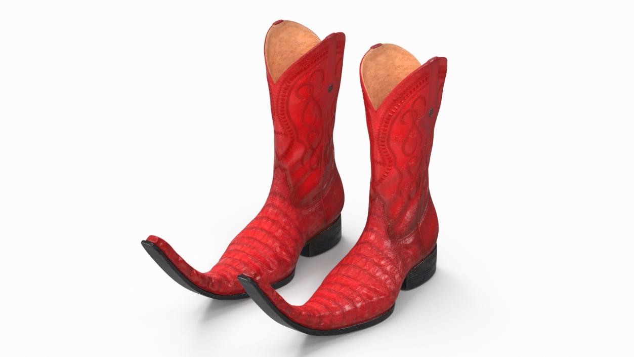 3D model Mexican Guarachero Boots Red 2