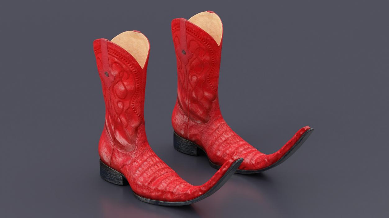 3D model Mexican Guarachero Boots Red 2