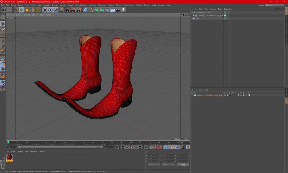 3D model Mexican Guarachero Boots Red 2