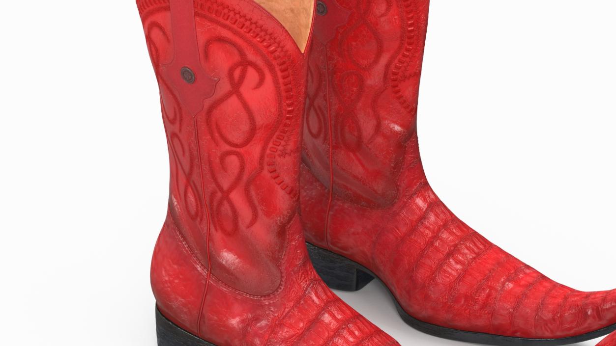 3D model Mexican Guarachero Boots Red 2