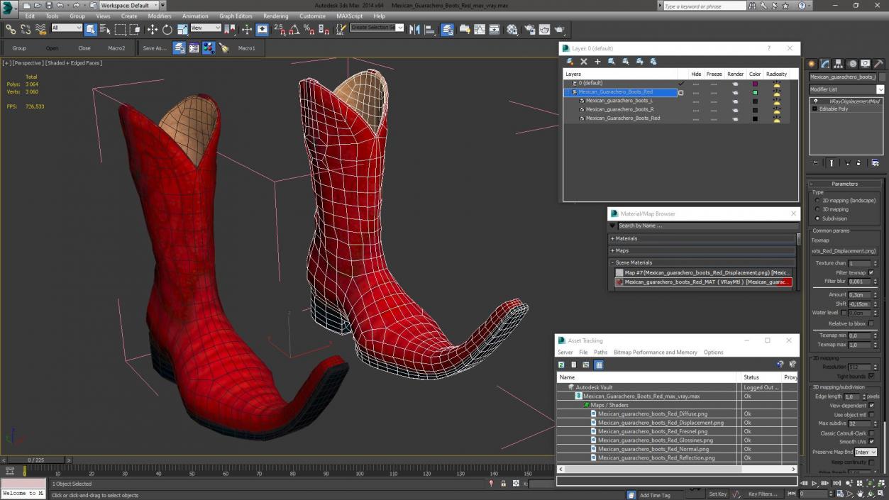 3D model Mexican Guarachero Boots Red 2