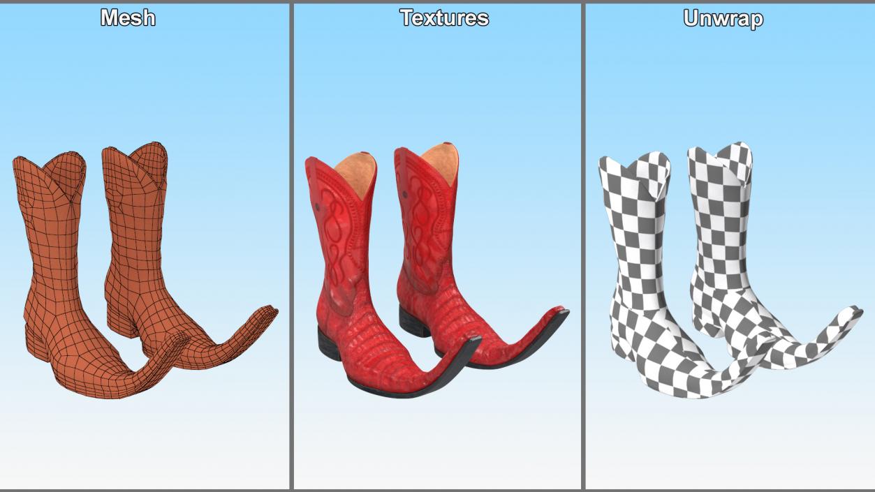 3D model Mexican Guarachero Boots Red 2