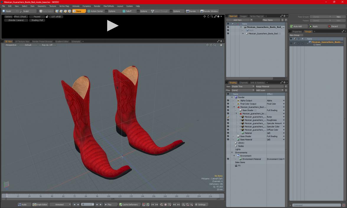 3D model Mexican Guarachero Boots Red 2